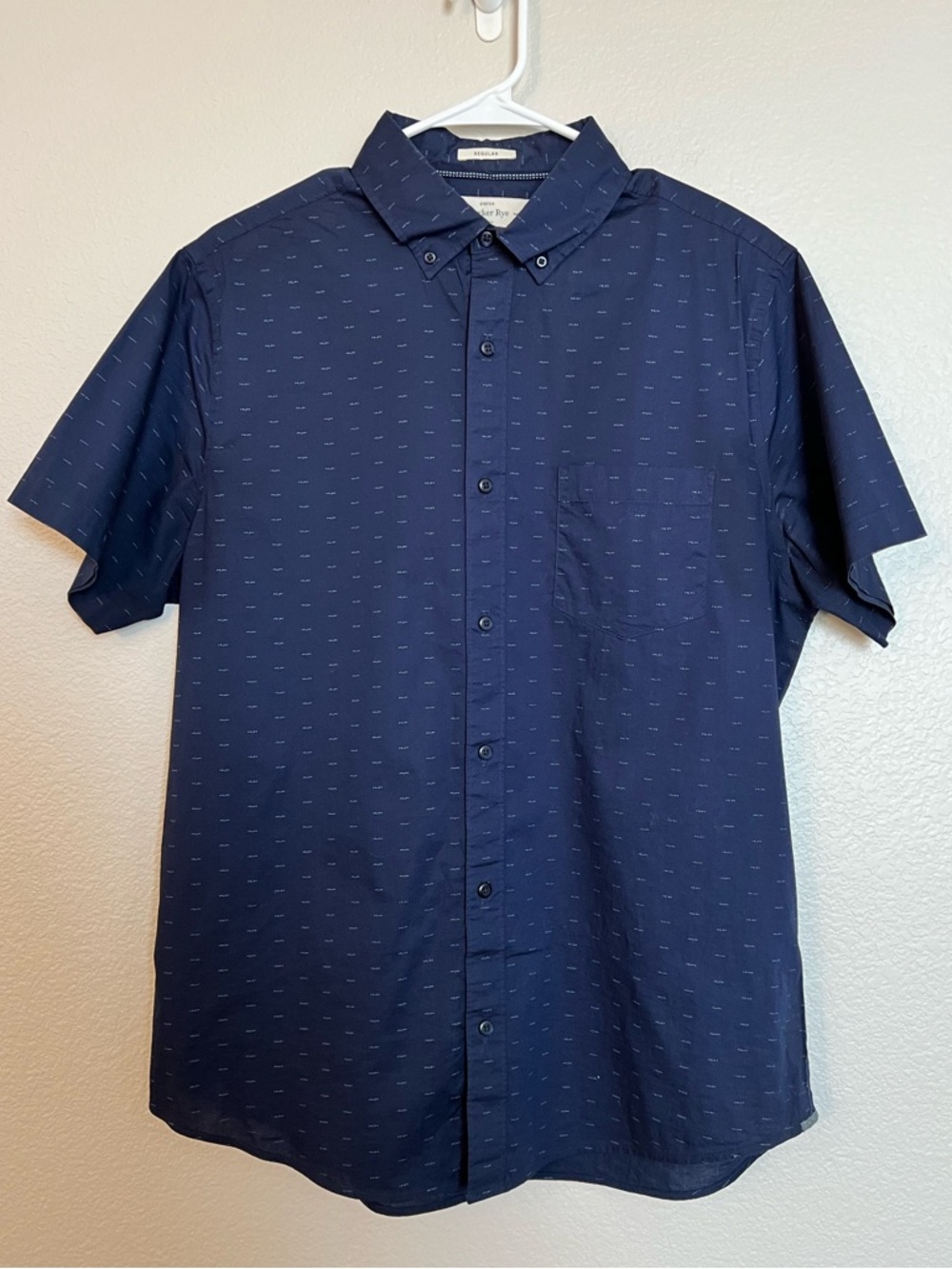 Hawker Rye Men's Navy Short-Sleeve Button-Down Shirt | Size Regular Medium